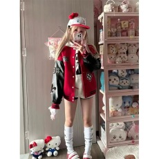 批发高街痞帅加厚<b class='q'>夹克</b>棒球服<b class='q'>男</b>女秋冬季美式潮牌撞色刺绣休闲情侣外套