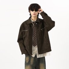 批发新款美式复古双层皮<b class='q'>夹克</b><b class='q'>男</b>cleanfit秋季美拉德拉链机车pu皮衣上衣