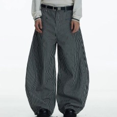 批发秋冬美式复古条纹垂感休闲<b class='q'>裤子</b><b class='q'>男</b>女宽松高级感直筒阔腿裤