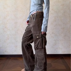 批发美式复古hiphop重工多袋<b class='q'>嘻哈</b>街头重磅堆叠高街弹性喇叭牛仔长<b class='q'>裤</b>