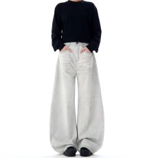 批发潮牌复古美式做旧牛仔<b class='q'>裤</b>男宽松设计感直筒<b class='q'>嘻哈</b>坠感拖地<b class='q'>裤</b>子