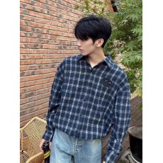 潮流美式复古格纹撞色衬衫男长袖早秋新款宽松休闲防晒衬衣外套