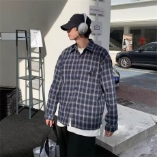 美式高街格子衬衫男长袖宽松潮牌高级感痞帅发型师潮男穿搭