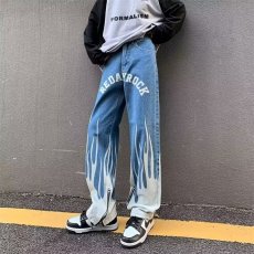 批发2026春秋美式高街油漆水洗牛仔<b class='q'>裤</b>男ins<b class='q'>嘻哈</b>修身微喇叭拖地工装<b class='q'>裤</b>