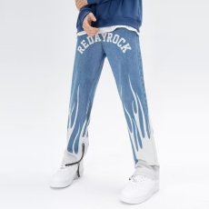 批发焰水洗印花牛仔<b class='q'>裤子</b><b class='q'>男</b>款春秋季2025新款宽松直筒<b class='q'>男</b>装潮牌休闲裤