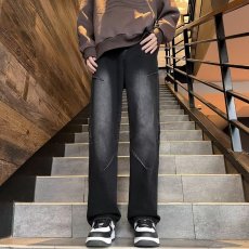 批发2023新款<b class='q'>牛仔裤</b>男秋冬美式潮流时尚裤子大码宽松阔腿直筒休闲男裤