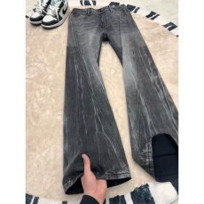 批发美式复古微喇叭<b class='q'>牛仔裤</b>女早春新款大码胖MM宽松辣妹马蹄阔腿拖地裤