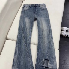 批发美式高街vibe风水洗黑灰色微喇<b class='q'>牛仔裤</b>直筒修身垂坠感长裤子潮流男