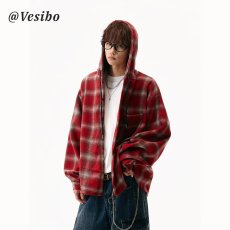 批发连帽格子<b class='q'>衬衫</b><b class='q'>男</b>秋季港风休闲宽松<b class='q'>长袖</b>2025新款美式复古<b class='q'>男</b>生外套