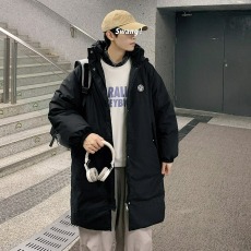 批发情侣装中长款棉衣<b class='q'>男</b>女生冬季宽松东大门加厚连帽过膝羽绒棉服外套