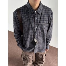 批发格子撞色宽松<b class='q'>长袖</b><b class='q'>衬衫</b>日系复古学院风格子<b class='q'>衬衣</b><b class='q'>男</b>女情侣百搭薄外套