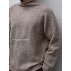 批发半高领毛衣男冬季纯色保暖水貂绒针织衫秋冬男士加厚打底衫