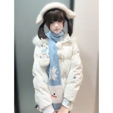 批发日系小个子甜美可爱少女加厚保暖连帽棉服魔术贴雪人<b class='q'>棉衣</b>外套围巾