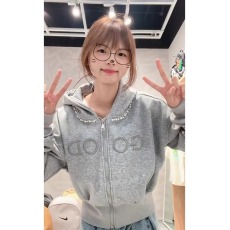 批发美式钉珠珍珠连帽卫衣女2026春<b class='q'>秋</b>新款设计感宽松拉链开衫外套上衣