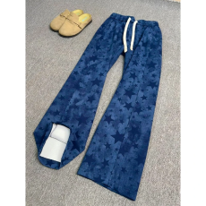 批发藏青色美式星星弯刀卫裤<b class='q'>男</b>款秋冬潮流撞色休闲<b class='q'>裤子</b>宽松垂感运动裤