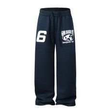 批发美式街头<b class='q'>休闲</b>裤蓝色裤子女秋冬字母印花直筒卫裤宽松显瘦<b class='q'>运动</b>长裤