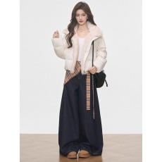 批发韩系白色毛毛绒翻领短款棉衣女款爆款2025新款百搭保暖<b class='q'>面包</b>服外套