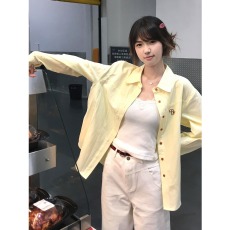 批发条纹长袖衬衫女秋季新款<b class='q'>刺绣</b>休闲衬衣外套复古宽松多巴胺<b class='q'>上衣</b>