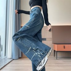批发潮牌大阔腿牛仔裤女2025秋季新款梨型身材显瘦宽松直筒倒装拖地裤