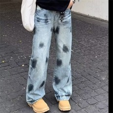 批发2025春<b class='q'>夏</b>季新款日系直筒牛仔裤男韩版潮流宽松阔腿休闲百搭长裤子