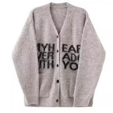 批发韩国chic秋季复古小众V领<b class='q'>刺绣</b>字母印花撞色百搭长袖针织衫外套男