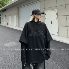 批发假两件小高领字母<b class='q'>刺绣</b>卫衣男女秋季新款美式潮流高街宽松百搭卫衣