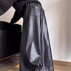 批发秋季新款机车休闲皮裤男士<b class='q'>韩版</b>潮流宽松大码阔腿裤痞帅直筒裤