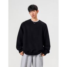 批发重磅<b class='q'>日系</b>设计感卫衣男2026新款圆领套头宽松上衣内搭打底男装