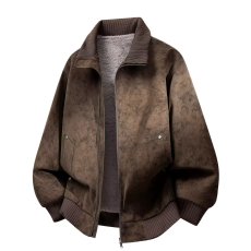 批发咖色美拉德<b class='q'>皮衣</b>外套<b class='q'>男士</b>春秋季新款美式复古痞帅机车pu皮夹克