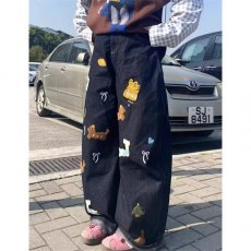 批发美式高级设计感牛仔裤男女2026新款小众宽松休闲直筒阔腿<b class='q'>长裤</b>