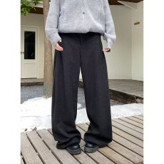 小众极简休闲裤高腰毛呢直筒阔腿裤男女秋冬拖地西装长裤