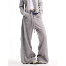 美式灰色运动卫裤男2026秋冬新款高腰宽松垂感阔腿直筒拖地休闲裤