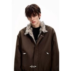 批发2026秋冬复古做旧座山雕加厚棉服男女宽松解构磨毛高级感毛领外套