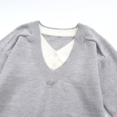 批发欧美风<b class='q'>宽松</b>慵懒大V领长袖毛衣低领拼接蝙蝠型大码休闲罩衫ins上衣