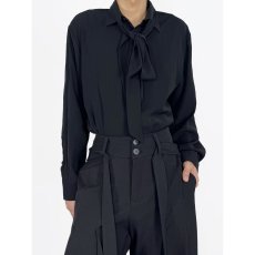 批发国潮风<b class='q'>男装</b>长袖飘带<b class='q'>衬衫</b>长袖T恤秋季新款上衣外套流行时尚潮流ins