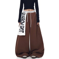 批发BLACKLISTS美式撞色字母贴布<b class='q'>设计</b>感弯刀卫裤男女爵士舞阔腿裤