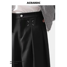 批发新款垂坠感宽松阔腿黑色痞帅西裤<b class='q'>男</b>高级感英伦风休闲职业<b class='q'>西装</b>长裤