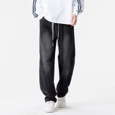 批发复古牛仔长裤子男生青少年春秋季新款阔腿直筒休闲高中宽松学生士