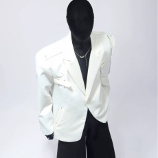 批发纯色满天星西服男高级感宽松痞帅发型师垫肩西装外套男时尚潮春秋