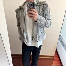 批发美式复古重工拼接短款牛仔外套潮牌欧美<b class='q'>街头</b>机车服夹克男