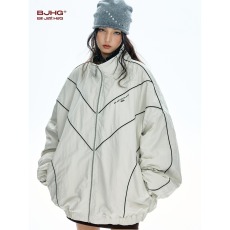 批发克莱因蓝条纹立领<b class='q'>防寒服</b>男棉衣冬装外套加肥大码潮牌宽松保暖棉袄