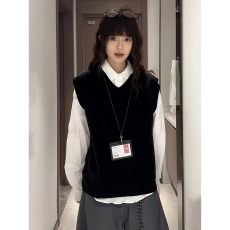 批发港风毛衣<b class='q'>马甲</b><b class='q'>男</b>春秋款韩版宽松无袖外套百搭潮牌ins针织背心坎肩