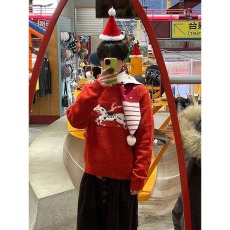 批发圆领宽松慵懒风红色小马针织衫<b class='q'>男士</b>休闲秋冬季百搭喜庆本命年<b class='q'>毛衣</b>