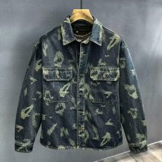 批发春季新款复古提花长袖牛仔<b class='q'>衬衫</b>男士潮牌宽松痞帅休闲工装夹克外套