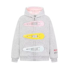 批发<b class='q'>卫衣</b>外套女春秋新款设计感发夹宽松灰色开衫拉链连帽长袖上衣