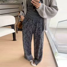 批发2025新款高腰冰丝<b class='q'>印花</b>直筒裤女夏季薄款宽松速干休闲小个子束脚裤
