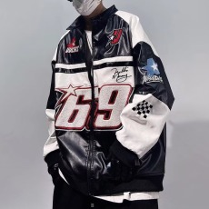 批发机车棒球服<b class='q'>外套</b>男春秋款学生宽松港风美式复古vintage赛车服ins潮