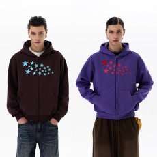 批发2026美式徽章星星印花连帽<b class='q'>卫衣</b>男女款国潮牌时尚<b class='q'>开衫</b>拉链外套男
