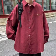 批发简约<b class='q'>街头</b>设计感长袖衬衫男秋季复古宽松休闲百搭衬衣