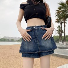 批发法式设计感牛仔半身裙女夏季薄款大码高级感<b class='q'>高腰</b>显瘦蓬蓬<b class='q'>短裙</b>裤子